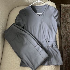 Jaanuu Gray Yoga Scrub Set